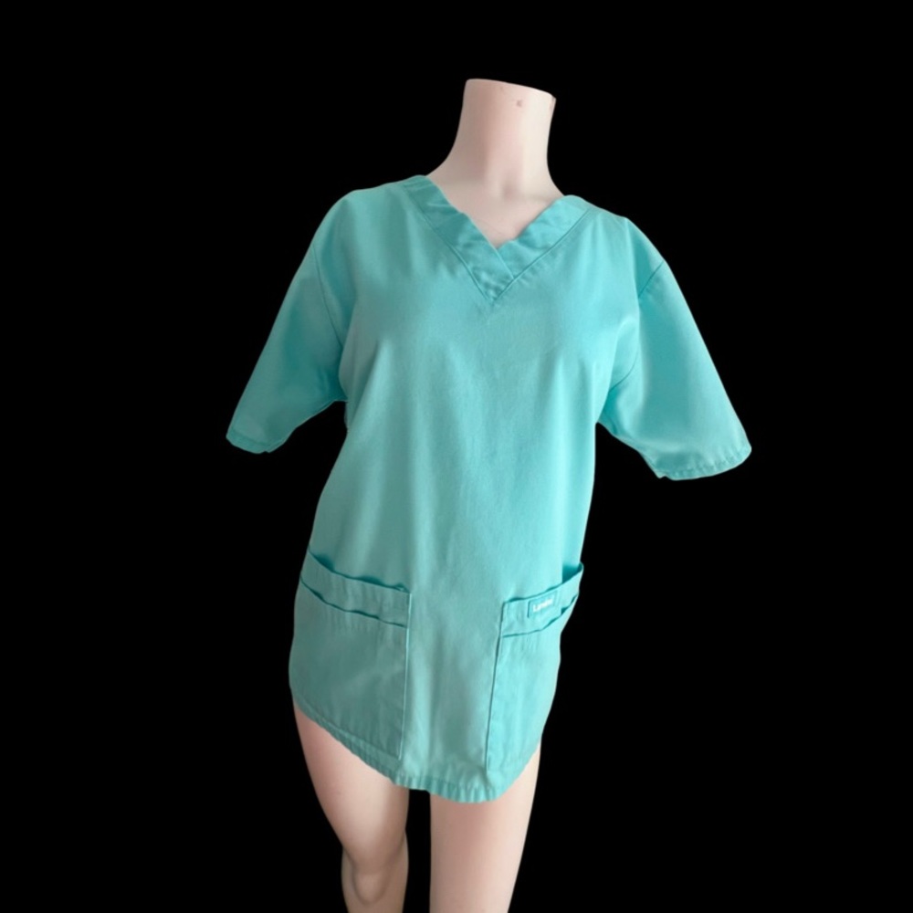 Landau Aqua or Pistachio Green Scrub Set Top Bottoms Size Medium - Picture 6 of 15